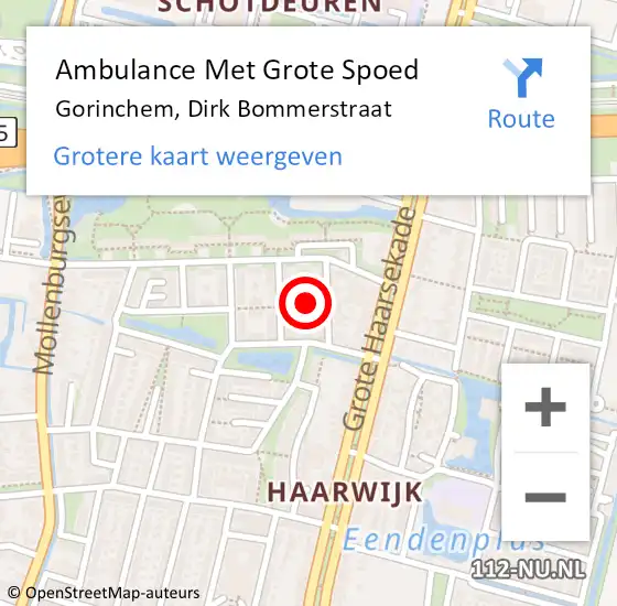 Locatie op kaart van de 112 melding: Ambulance Met Grote Spoed Naar Gorinchem, Dirk Bommerstraat op 20 september 2022 19:27