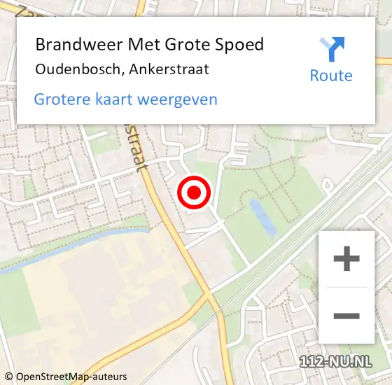 Locatie op kaart van de 112 melding: Brandweer Met Grote Spoed Naar Oudenbosch, Ankerstraat op 20 september 2022 19:46