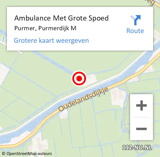 Locatie op kaart van de 112 melding: Ambulance Met Grote Spoed Naar Purmer, Purmerdijk M op 20 september 2022 19:59