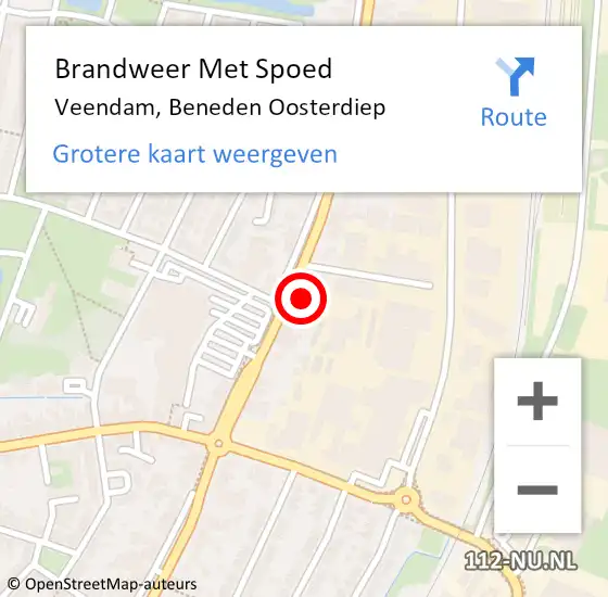 Locatie op kaart van de 112 melding: Brandweer Met Spoed Naar Veendam, Beneden Oosterdiep op 20 september 2022 20:03