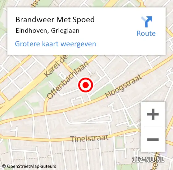 Locatie op kaart van de 112 melding: Brandweer Met Spoed Naar Eindhoven, Grieglaan op 20 september 2022 20:04