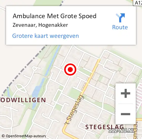 Locatie op kaart van de 112 melding: Ambulance Met Grote Spoed Naar Zevenaar, Hogenakker op 20 september 2022 21:02