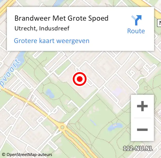 Locatie op kaart van de 112 melding: Brandweer Met Grote Spoed Naar Utrecht, Indusdreef op 20 september 2022 21:32