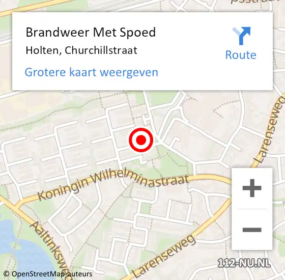 Locatie op kaart van de 112 melding: Brandweer Met Spoed Naar Holten, Churchillstraat op 20 september 2022 21:48