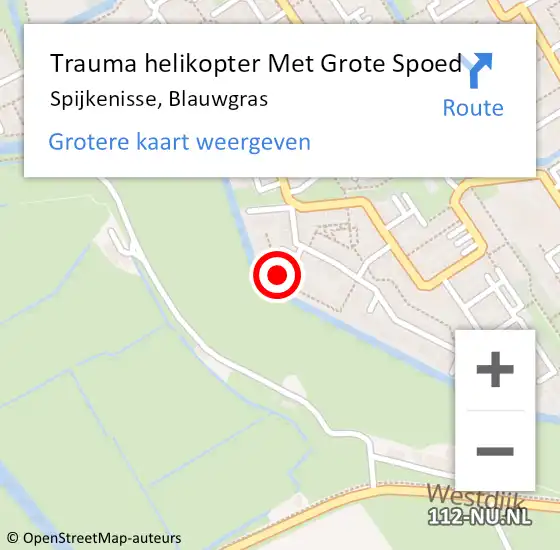 Locatie op kaart van de 112 melding: Trauma helikopter Met Grote Spoed Naar Spijkenisse, Blauwgras op 20 september 2022 22:08