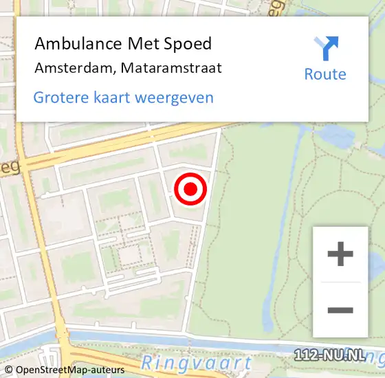 Locatie op kaart van de 112 melding: Ambulance Met Spoed Naar Amsterdam, Mataramstraat op 20 september 2022 22:31