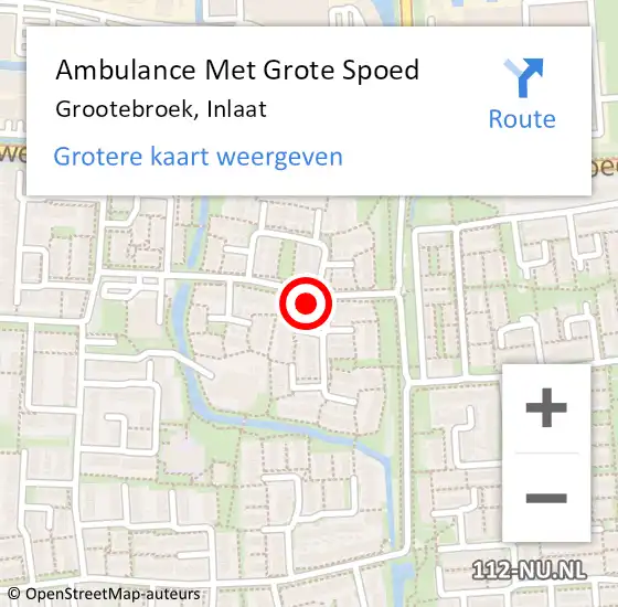 Locatie op kaart van de 112 melding: Ambulance Met Grote Spoed Naar Grootebroek, Inlaat op 20 september 2022 22:53