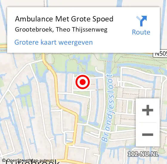 Locatie op kaart van de 112 melding: Ambulance Met Grote Spoed Naar Grootebroek, Theo Thijssenweg op 20 september 2022 22:56