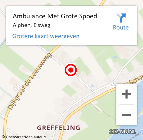 Locatie op kaart van de 112 melding: Ambulance Met Grote Spoed Naar Alphen, Elsweg op 21 september 2022 00:20