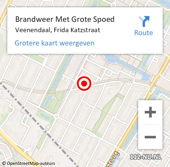 Locatie op kaart van de 112 melding: Brandweer Met Grote Spoed Naar Veenendaal, Frida Katzstraat op 21 september 2022 00:39