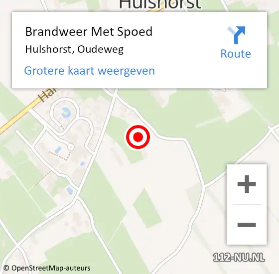 Locatie op kaart van de 112 melding: Brandweer Met Spoed Naar Hulshorst, Oudeweg op 21 september 2022 00:51