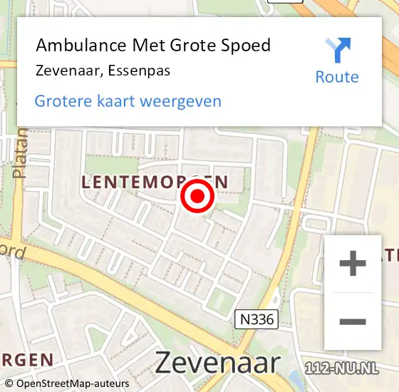 Locatie op kaart van de 112 melding: Ambulance Met Grote Spoed Naar Zevenaar, Essenpas op 21 september 2022 02:11