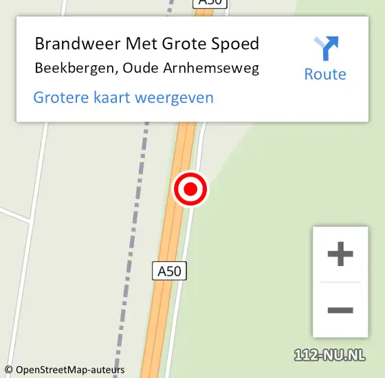 Locatie op kaart van de 112 melding: Brandweer Met Grote Spoed Naar Beekbergen, Oude Arnhemseweg op 21 september 2022 03:19