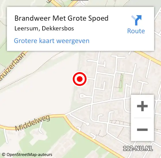 Locatie op kaart van de 112 melding: Brandweer Met Grote Spoed Naar Leersum, Dekkersbos op 21 september 2022 04:35