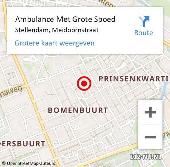 Locatie op kaart van de 112 melding: Ambulance Met Grote Spoed Naar Stellendam, Meidoornstraat op 21 september 2022 04:37