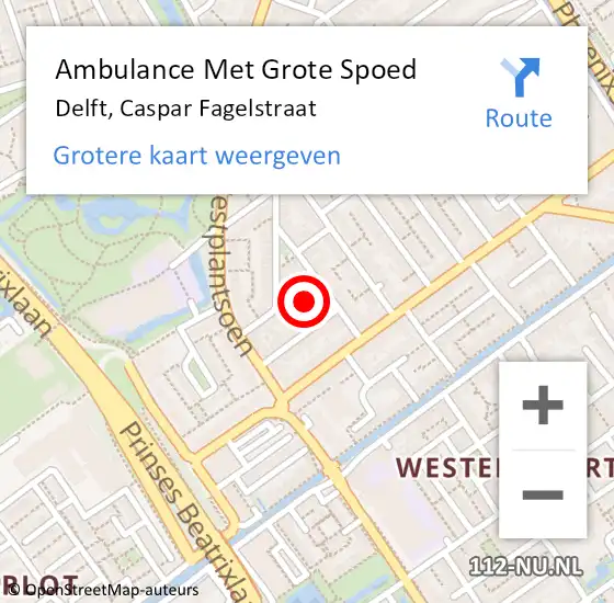 Locatie op kaart van de 112 melding: Ambulance Met Grote Spoed Naar Delft, Caspar Fagelstraat op 21 september 2022 05:24