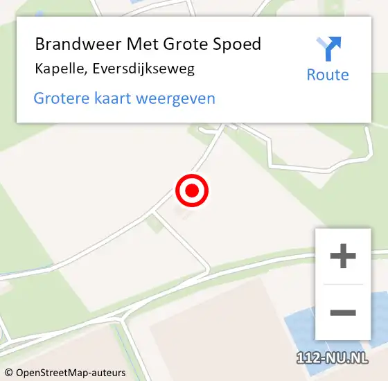 Locatie op kaart van de 112 melding: Brandweer Met Grote Spoed Naar Kapelle, Eversdijkseweg op 21 september 2022 05:43
