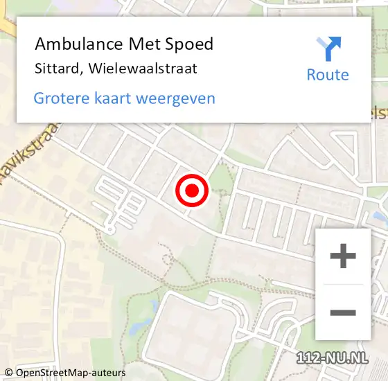 Locatie op kaart van de 112 melding: Ambulance Met Spoed Naar Sittard, Wielewaalstraat op 29 juli 2014 22:39