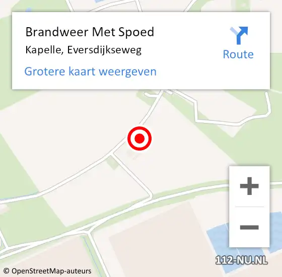 Locatie op kaart van de 112 melding: Brandweer Met Spoed Naar Kapelle, Eversdijkseweg op 21 september 2022 05:49
