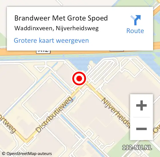 Locatie op kaart van de 112 melding: Brandweer Met Grote Spoed Naar Waddinxveen, Nijverheidsweg op 21 september 2022 07:21