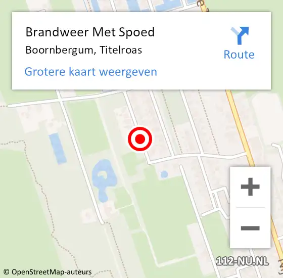 Locatie op kaart van de 112 melding: Brandweer Met Spoed Naar Boornbergum, Titelroas op 10 oktober 2013 01:59