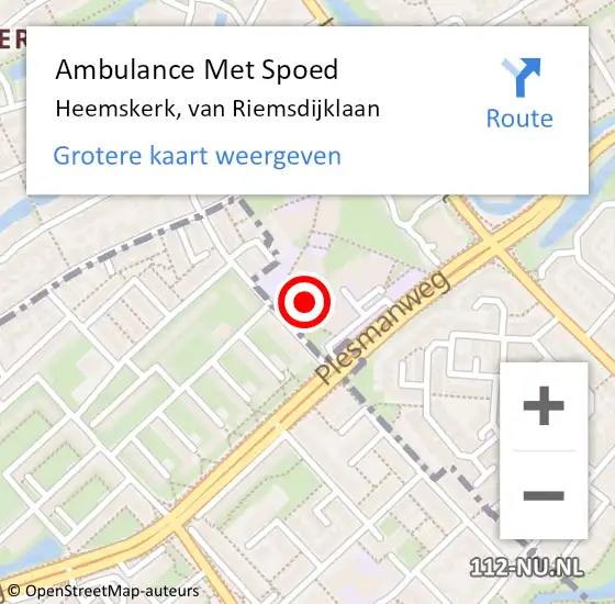 Locatie op kaart van de 112 melding: Ambulance Met Spoed Naar Heemskerk, van Riemsdijklaan op 21 september 2022 08:17