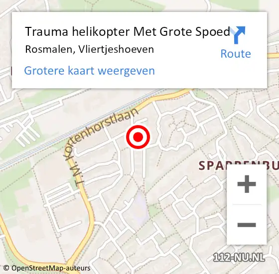 Locatie op kaart van de 112 melding: Trauma helikopter Met Grote Spoed Naar Rosmalen, Vliertjeshoeven op 21 september 2022 08:24