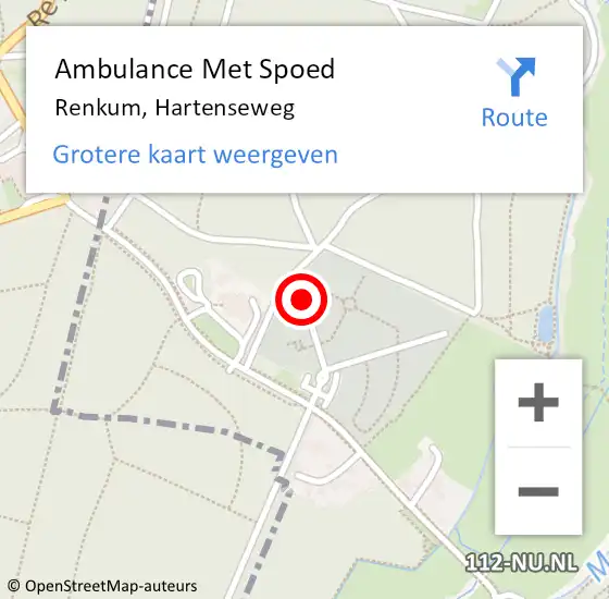 Locatie op kaart van de 112 melding: Ambulance Met Spoed Naar Renkum, Hartenseweg op 21 september 2022 08:32