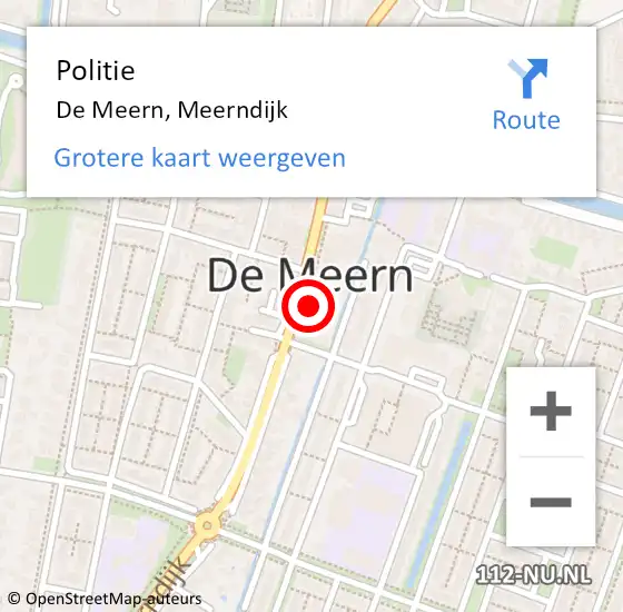 Locatie op kaart van de 112 melding: Politie De Meern, Meerndijk op 21 september 2022 08:32