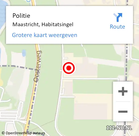Locatie op kaart van de 112 melding: Politie Maastricht, Habitatsingel op 21 september 2022 08:35