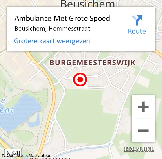 Locatie op kaart van de 112 melding: Ambulance Met Grote Spoed Naar Beusichem, Hommesstraat op 29 juli 2014 23:09