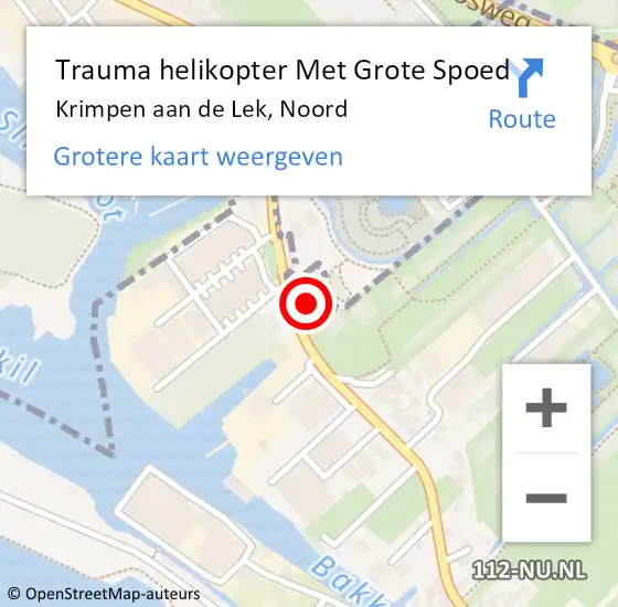 Locatie op kaart van de 112 melding: Trauma helikopter Met Grote Spoed Naar Krimpen aan de Lek, Noord op 21 september 2022 08:58