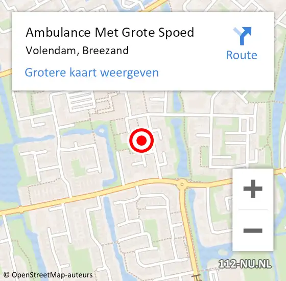 Locatie op kaart van de 112 melding: Ambulance Met Grote Spoed Naar Volendam, Breezand op 21 september 2022 09:02