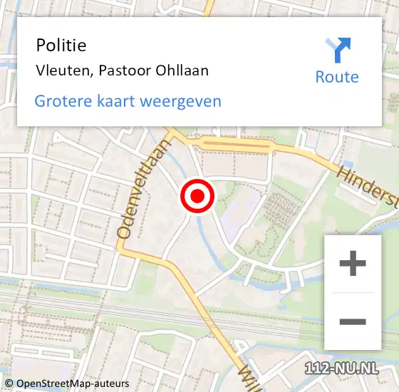 Locatie op kaart van de 112 melding: Politie Vleuten, Pastoor Ohllaan op 21 september 2022 09:07