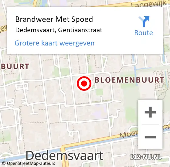 Locatie op kaart van de 112 melding: Brandweer Met Spoed Naar Dedemsvaart, Gentiaanstraat op 21 september 2022 09:13