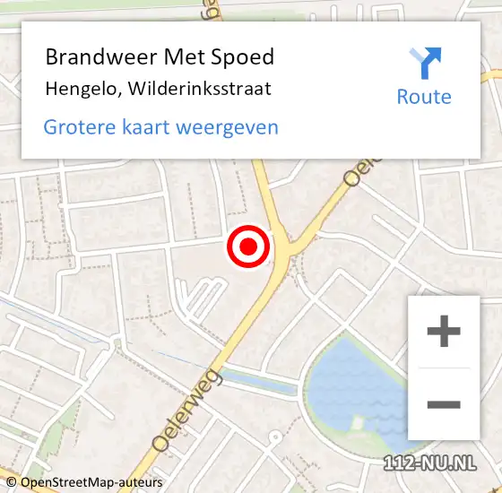 Locatie op kaart van de 112 melding: Brandweer Met Spoed Naar Hengelo, Wilderinksstraat op 21 september 2022 09:15