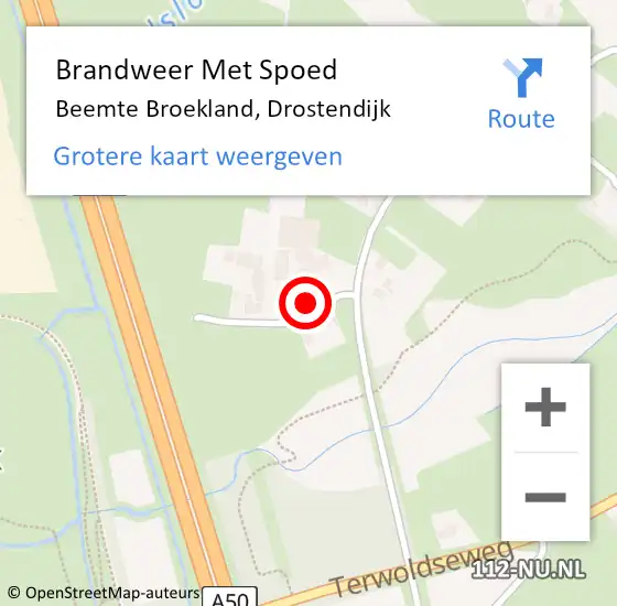 Locatie op kaart van de 112 melding: Brandweer Met Spoed Naar Beemte Broekland, Drostendijk op 9 september 2013 07:26