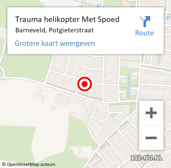 Locatie op kaart van de 112 melding: Trauma helikopter Met Spoed Naar Barneveld, Potgieterstraat op 21 september 2022 09:23