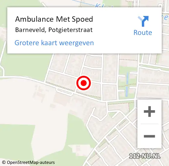 Locatie op kaart van de 112 melding: Ambulance Met Spoed Naar Barneveld, Potgieterstraat op 21 september 2022 09:23