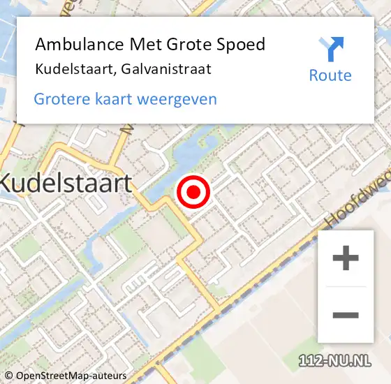 Locatie op kaart van de 112 melding: Ambulance Met Grote Spoed Naar Kudelstaart, Galvanistraat op 21 september 2022 09:28