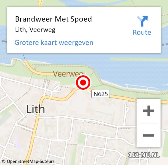 Locatie op kaart van de 112 melding: Brandweer Met Spoed Naar Lith, Veerweg op 21 september 2022 09:47