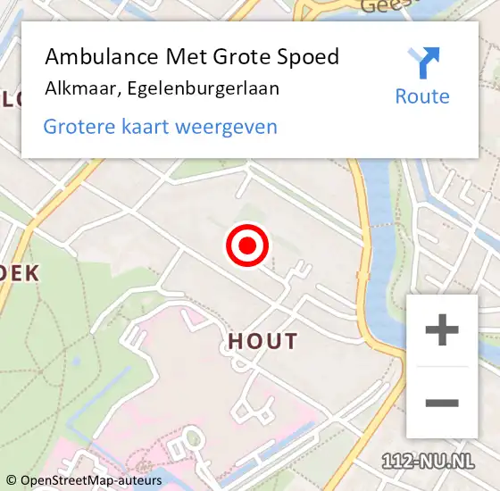 Locatie op kaart van de 112 melding: Ambulance Met Grote Spoed Naar Alkmaar, Egelenburgerlaan op 21 september 2022 09:48