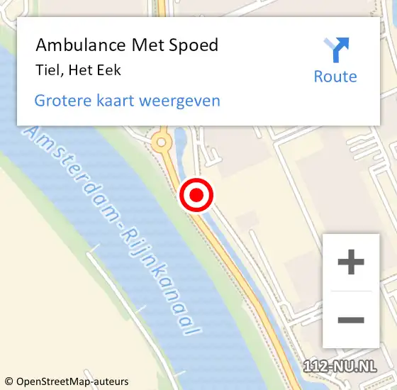 Locatie op kaart van de 112 melding: Ambulance Met Spoed Naar Tiel, Het Eek op 21 september 2022 09:48