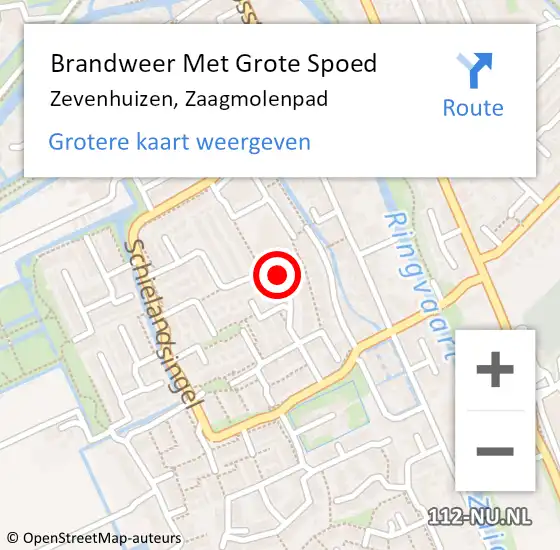 Locatie op kaart van de 112 melding: Brandweer Met Grote Spoed Naar Zevenhuizen, Zaagmolenpad op 21 september 2022 09:50