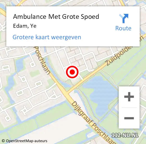 Locatie op kaart van de 112 melding: Ambulance Met Grote Spoed Naar Edam, Ye op 21 september 2022 09:55