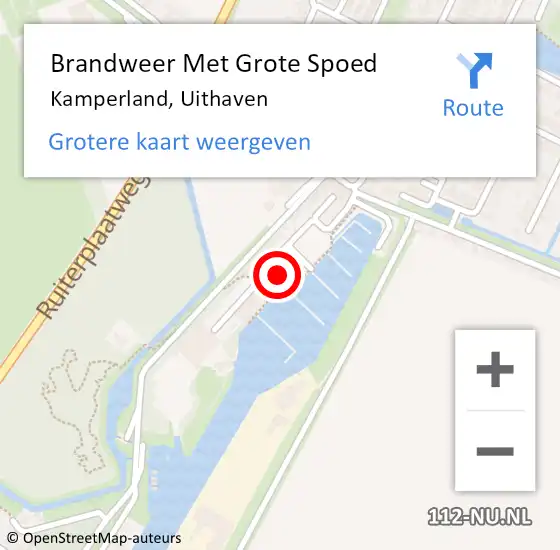 Locatie op kaart van de 112 melding: Brandweer Met Grote Spoed Naar Kamperland, Uithaven op 21 september 2022 10:13