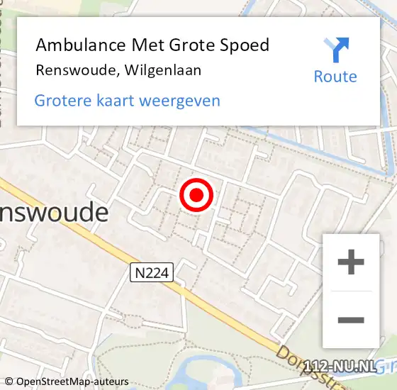 Locatie op kaart van de 112 melding: Ambulance Met Grote Spoed Naar Renswoude, Wilgenlaan op 21 september 2022 10:19