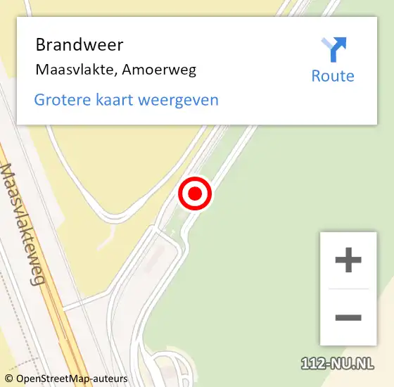 Locatie op kaart van de 112 melding: Brandweer Maasvlakte, Amoerweg op 21 september 2022 10:24