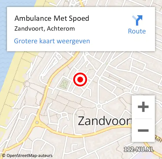 Locatie op kaart van de 112 melding: Ambulance Met Spoed Naar Zandvoort, Achterom op 21 september 2022 10:30