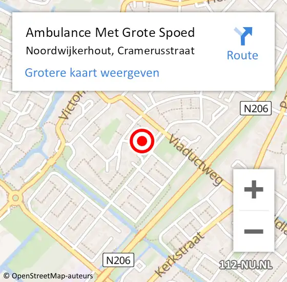 Locatie op kaart van de 112 melding: Ambulance Met Grote Spoed Naar Noordwijkerhout, Cramerusstraat op 21 september 2022 10:37